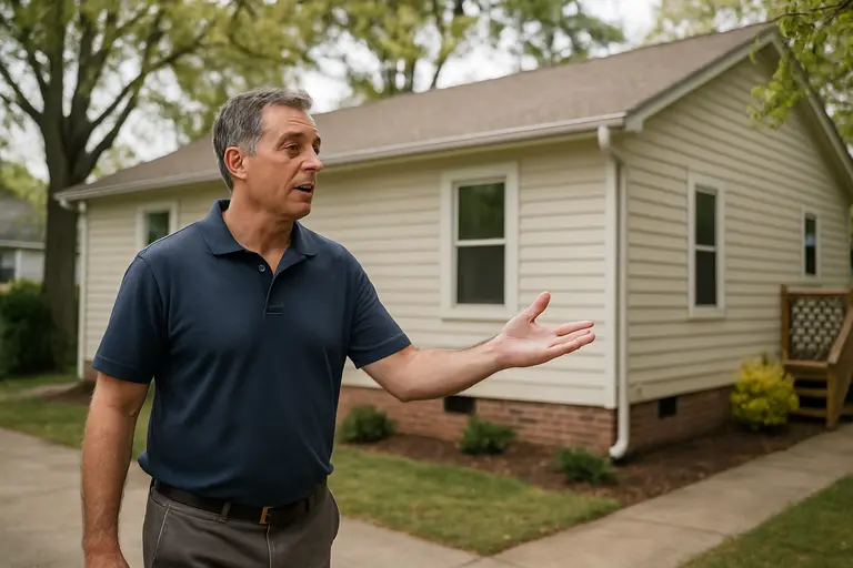 Buyer viewing a recently updated living room with an agent