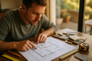 Homeowner reviewing DIY Project Caution notes before starting a repair